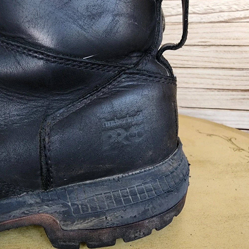 Timberland PRO Sz 12M Black Leather Work Boots Safety Toe Utility Construction